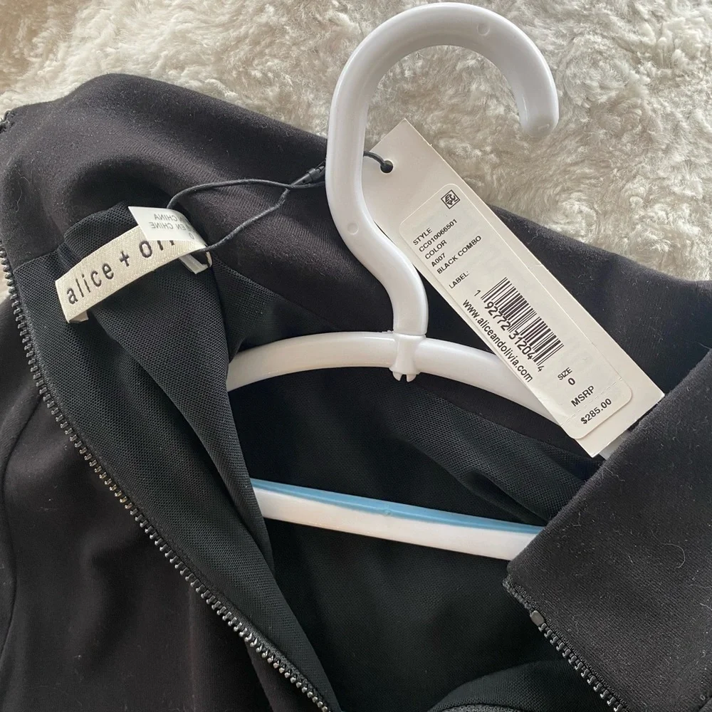 Alice + Olivia Black Long Sleeve Leopard Print Dress - Picture 4 of 4